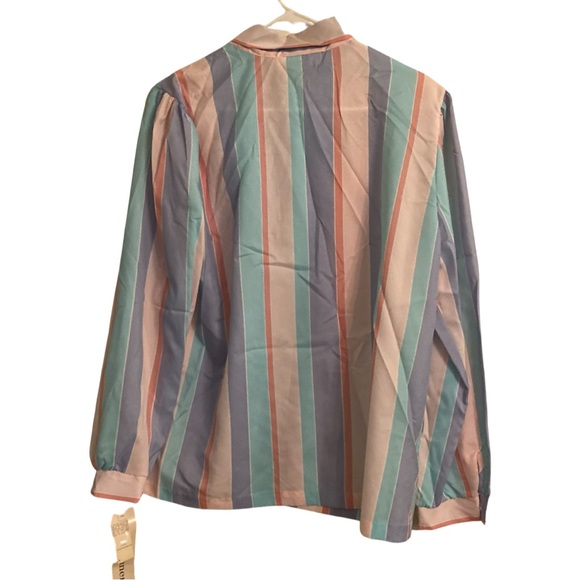 Vintage Alfred Dunner Pastel Stripe Blouse With Bow Size 16 NWT. - Picture 2 of 6